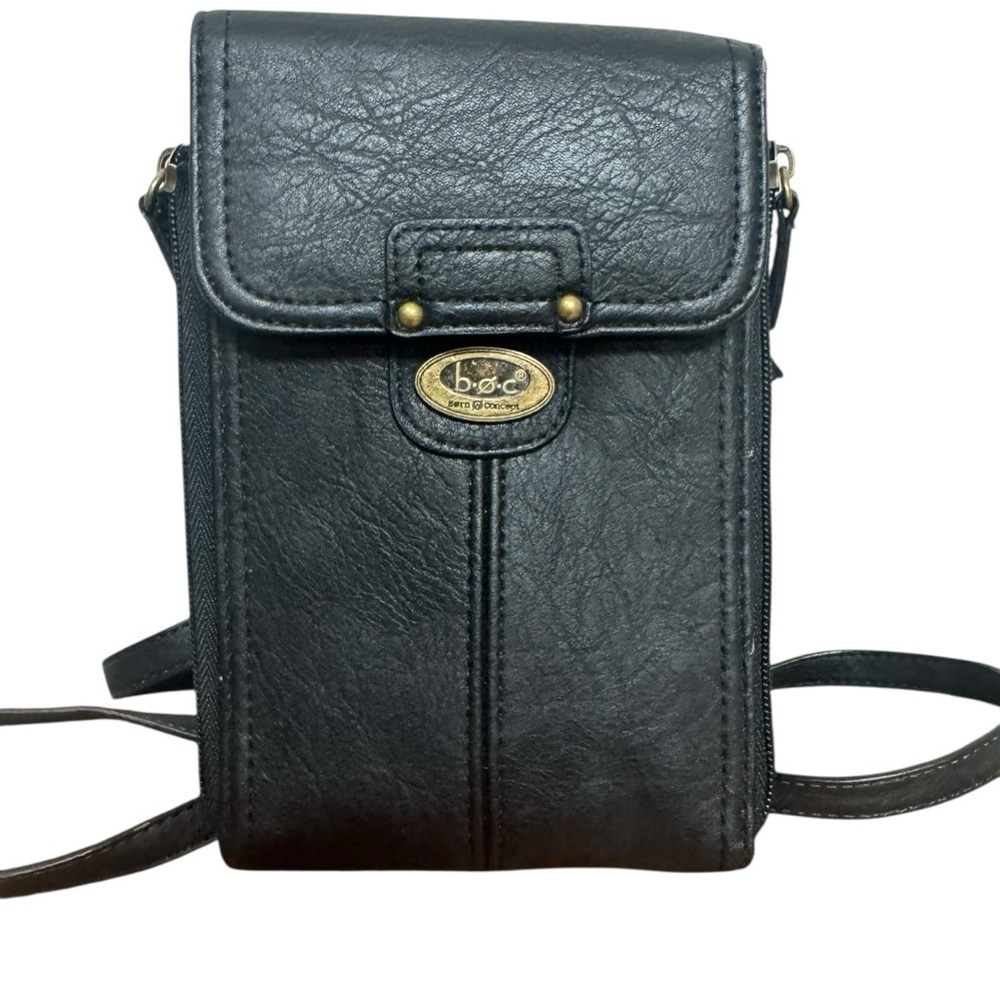 BOC Black Faux Leather Vertical Crossbody Mini Bag